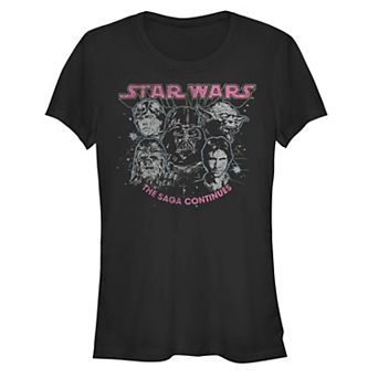 Juniors' Star Wars Empire Strikes Back Group Shot The Saga Continues Fitted Tee