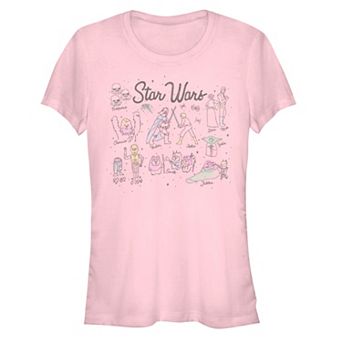 Juniors' Star Wars Return of the Jedi Characters Doodles Fitted Tee