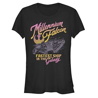 Juniors' Star Wars Millennium Falcon Fastest Ship In The Galaxy Fitted Tee