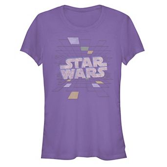 Juniors' Star Wars Faded Retro Box Grid Logo Fitted Tee