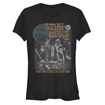 Juniors' Star Wars Return of the Jedi Characters May the Force Be With You Box Fitted Tee