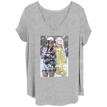 Juniors' Clueless Uhg As If Movie Frame Text V-Neck Graphic Tee