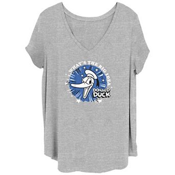 Disney's 100th Anniversary Women's Donald Duck What's the Big Idea Retro V-Neck Tee