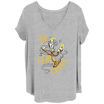 Disney's 100th Anniversary Women's Lumiere Be Our Guest V-Neck Tee
