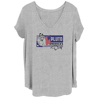 Disney's 100th Anniversary Women's Pluto America's Top Dog V-Neck Tee