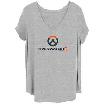Juniors' Plus OverWatch 2 Simple Logo V-Neck Graphic Tee
