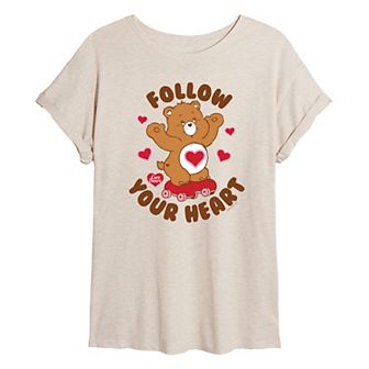 Juniors' Care Bears Follow Your Heart Oversized Graphic Tee
