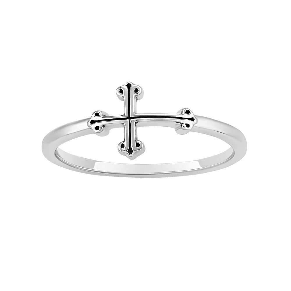 PRIMROSE Sterling Silver Oxidized Sideways Cross Ring