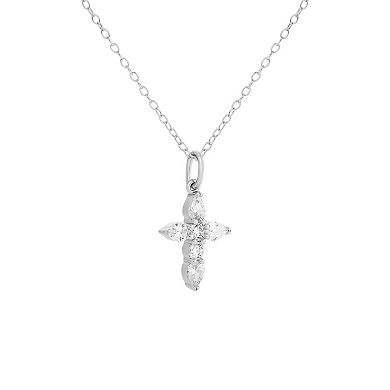 PRIMROSE Sterling Silver Cubic Zirconia Cross Pendant Necklace