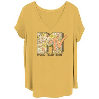 Juniors' Plus MTV Music Television In The Lines V-Neck Graphic Tee