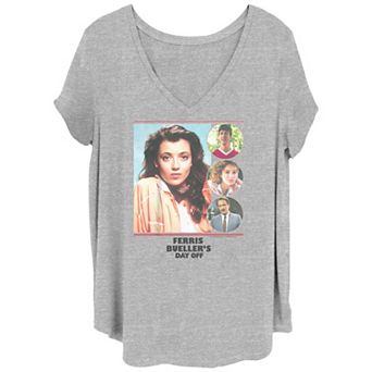 Juniors' Plus Ferris Bueller Photoreal Cast Portraits V-Neck Graphic Tee