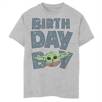 Boys The Mandalorian Grogu Birthday Boy Big Face Graphic Tee