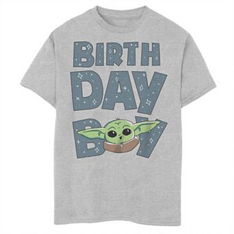 Boys The Mandalorian Grogu Birthday Boy Big Face Graphic Tee
