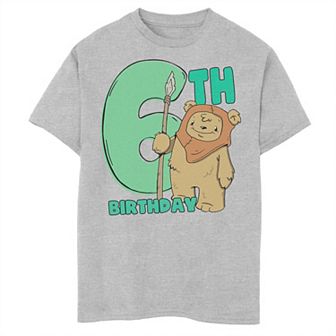Boys Star Wars Cute Ewok 6th Birthday Graphic Tee