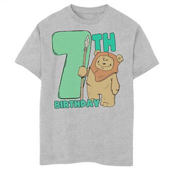 Boys Star Wars Cute Ewok 7th Birthday Graphic Tee