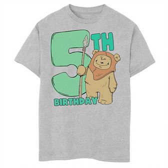 Boys Star Wars Cute Ewok 5th Birthday Graphic Tee