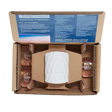 Yankee Candle Scent-Plug Diffuser Base Starter Kit Gift Packaged with 3-pk. Pink Sands™ Fragranced Electric Refills