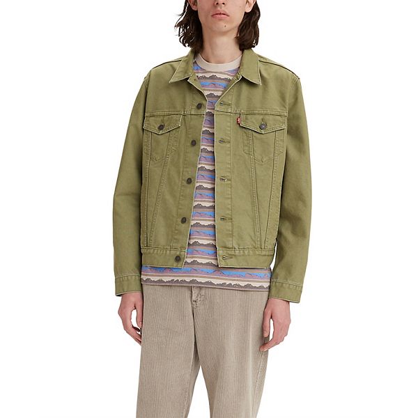 Olive green levi's denim jacket best sale