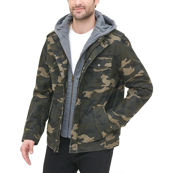 Men's two pocket hooded trucker clearance jacket