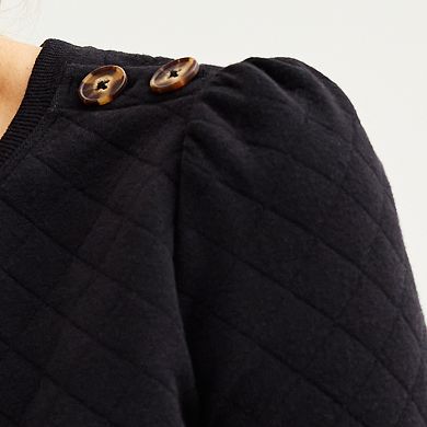 Women's Croft & Barrow® Button Shoulder Sweatshirt