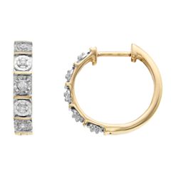 Diamond Fascination 14k Gold Greek Key Hoop Earrings