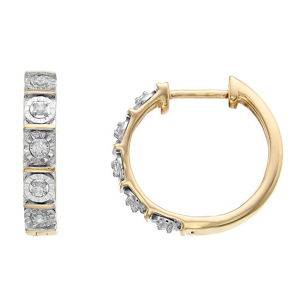 Diamond Brilliance Sterling Silver 1/10 Carat T.W. Lab-Created Diamond Hoop Earrings - Yellow Tone