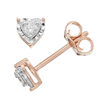 Diamond Brilliance Sterling Silver 1/10 Carat T.W. Lab-Created Diamond Heart Miracle Stud Earrings