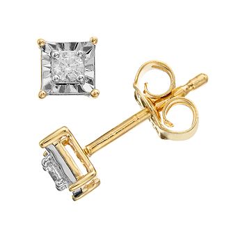 Diamond Brilliance Sterling Silver 1/10 Carat T.W. Lab-Created Diamond Square Miracle Stud Earrings