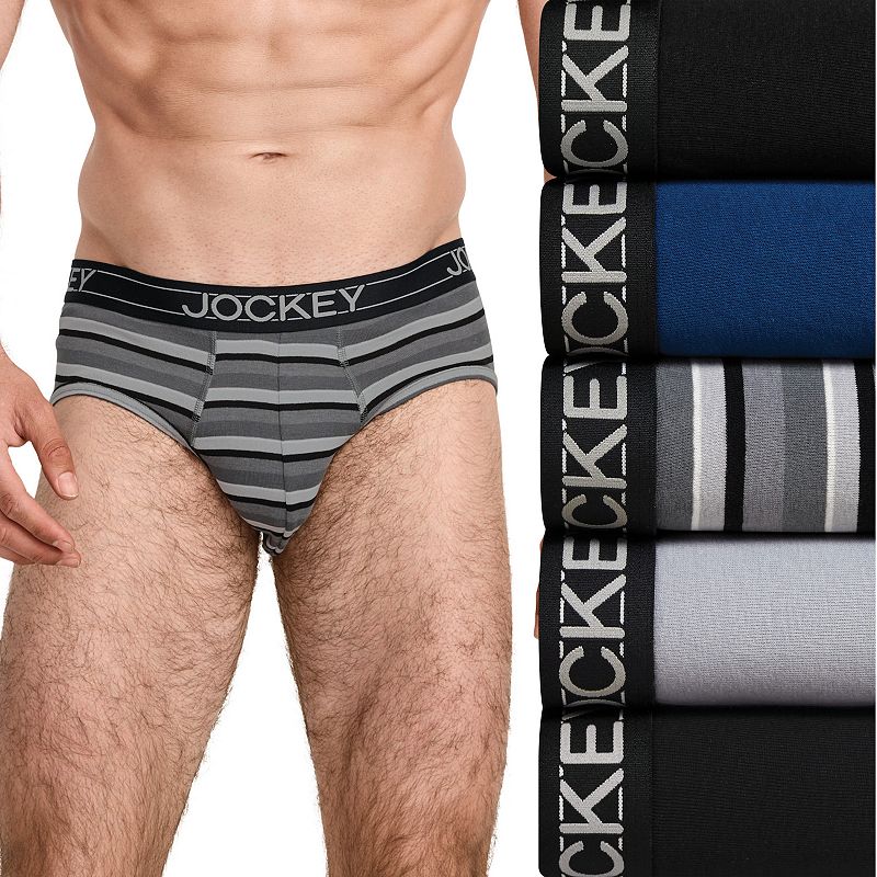 Men's Jockey® 5-Pack Lightweight Cotton Blend Brief, Size: Medium, Daring Stripe