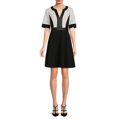 Focus By Shani Women's Colorblock Splitneck Fit And Flare Dress, 6