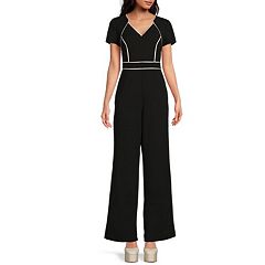  ECOWISH Women Long Pants Jumpsuit: Spring Dressy Sleeveless Wide  Leg Romper V Neck Solid color one piece Overalls Black S : Clothing, Shoes  & Jewelry