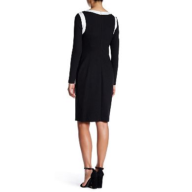 Women's Focus By Shani Bow Keyhole Long Sleeve Knit Dress 