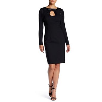 Women's Focus By Shani Bow Keyhole Long Sleeve Knit Dress