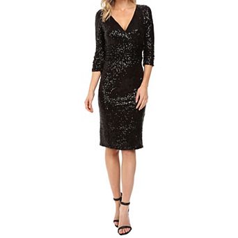 Women's Focus By Shani V-Neck Sequined Dress