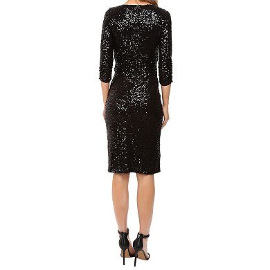 Women's Focus By Shani V-Neck Sequined Dress