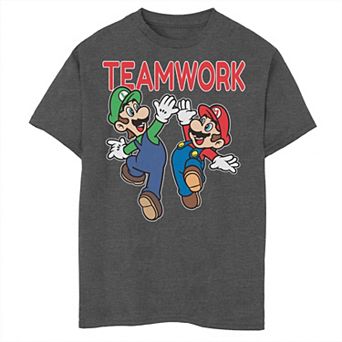 Boys 8-20 Nintendo Super Mario Luigi Teamwork High Five Tee