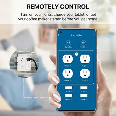 Wireless Wall Tap Smart Plug (4 Outlets,4 USB Ports)