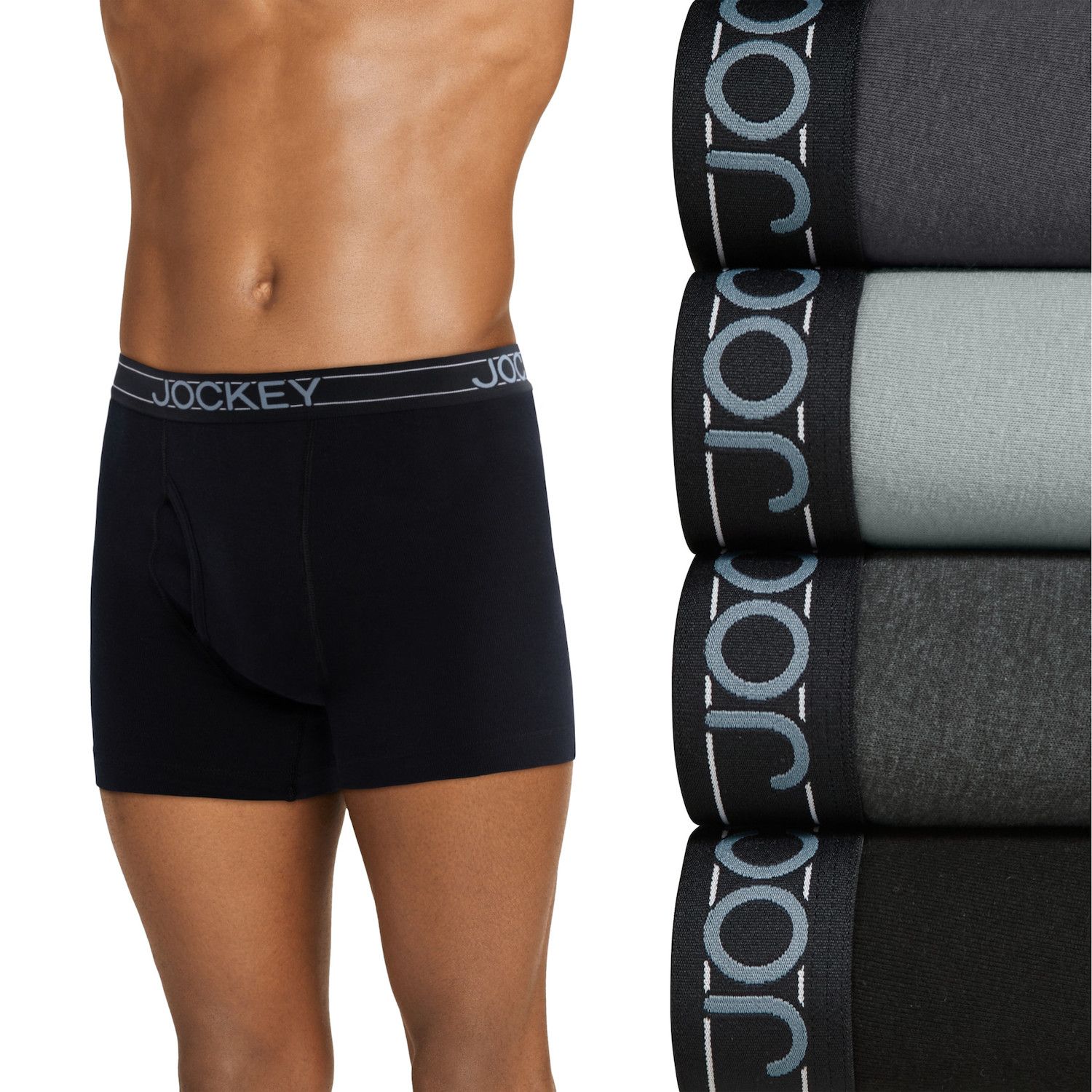 thumbnail image 2 of Jockey Men's Tapered 5" Boxer Briefs - 4 Pack (Mid Rise, Cotton Blend, StayNew Technology) 2 of 12