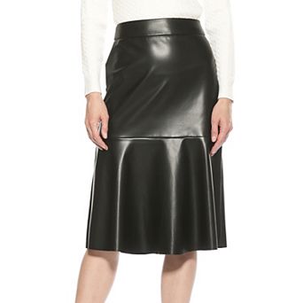 Women's ALEXIA ADMOR Ezra Midi Faux Leather Flared Skirt