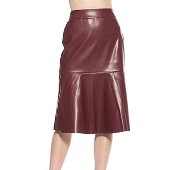Women's ALEXIA ADMOR Ezra Midi Faux Leather Flared Skirt
