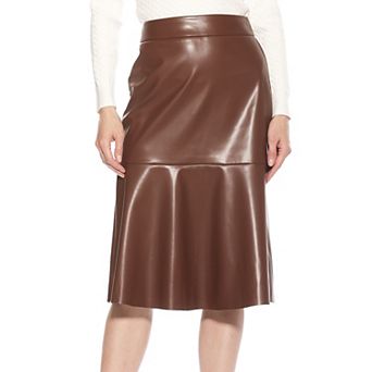 Women's ALEXIA ADMOR Ezra Midi Faux Leather Flared Skirt