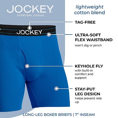 Men's Jockey® 4-Pack Lightweight Cotton Blend 7" Long Leg Boxer Brief