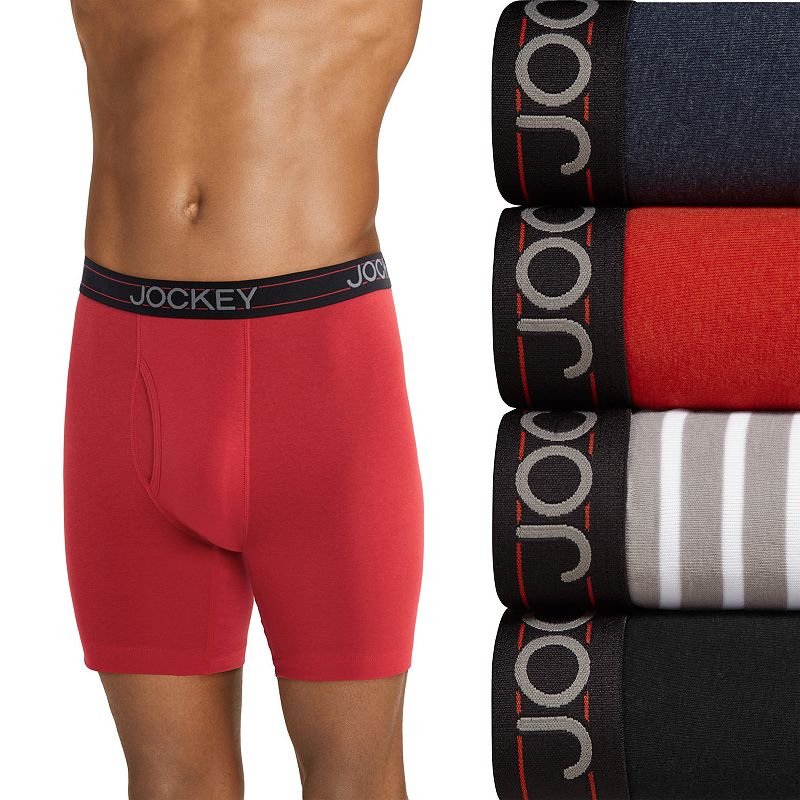 Men's Jockey® 4-Pack Lightweight Cotton Blend 7" Long Leg Boxer Brief, 