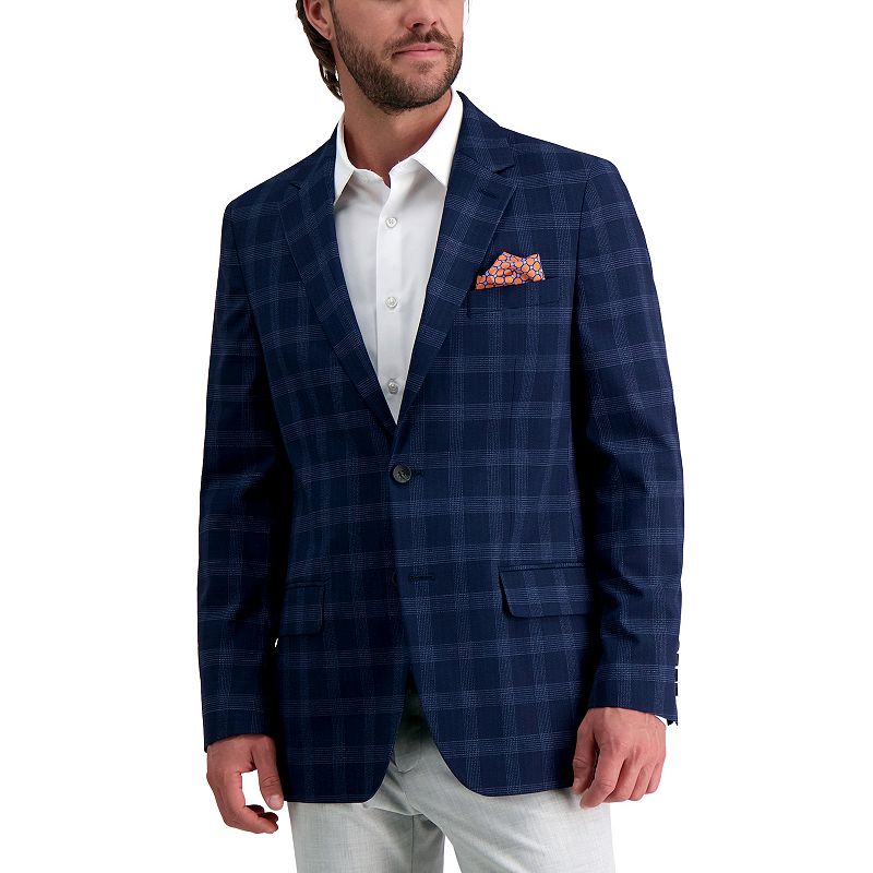 Men's J.M. Haggar™ Premium Tailored Fit Windowpane Sport Jacket, Size: 46 - Regular, Blue