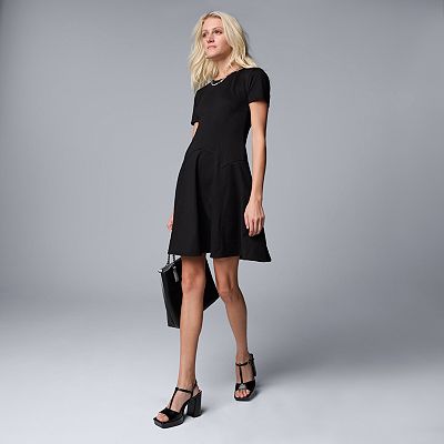 slim fit dress slacks Pink Ferns Seamed Short Sleeve Dress