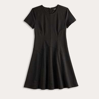 Petite Simply Vera Vera Wang Short Sleeve Seamed Fit & Flare Dress