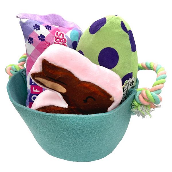 Woof Easter Basket Dog Toy Set