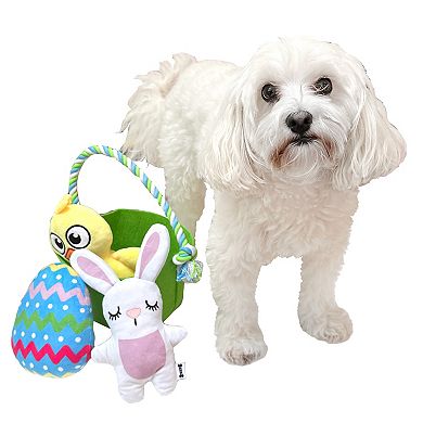 Woof Easter Basket Dog Toy Set
