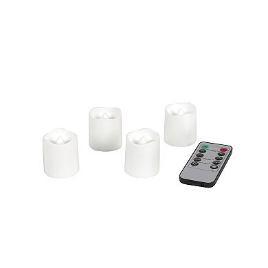 Mikasa Set of 4 White Flickering LED Votive Candles with Remote