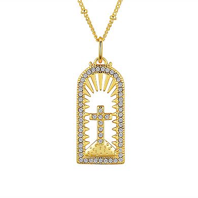 Brilliance 14K Gold Flash Plated Crystal Cross Pendant Necklace